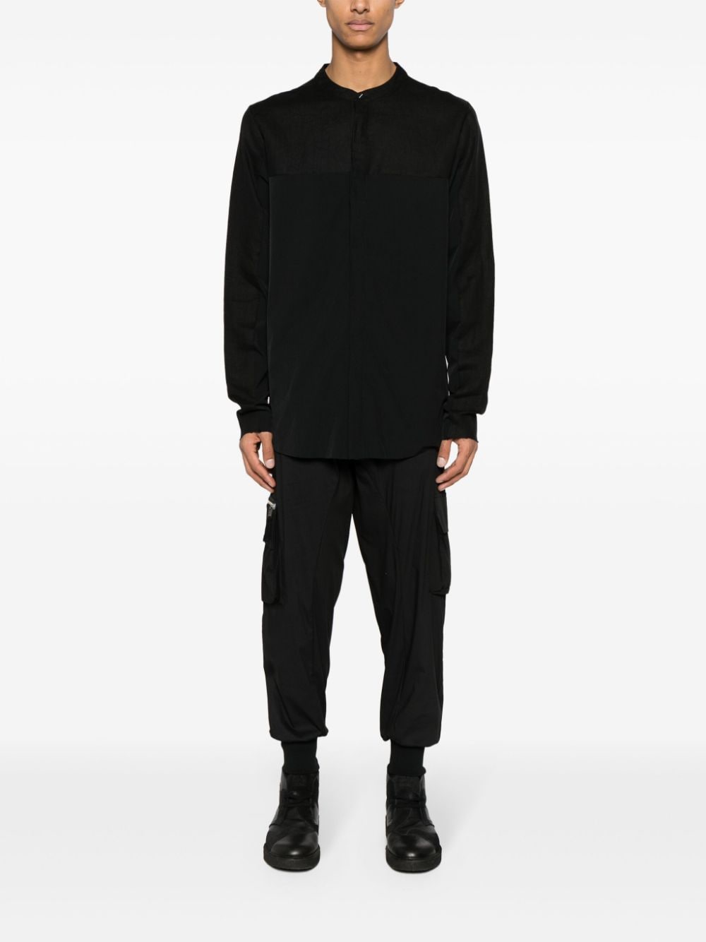 Thom Krom long-sleeve panelled shirt - Zwart