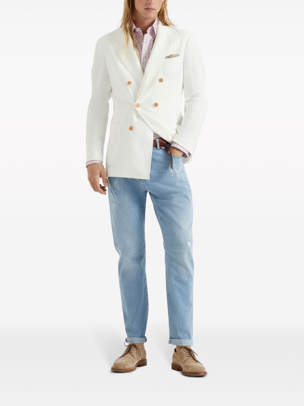 Brunello Cucinelli long-sleeve cotton shirt - Roze