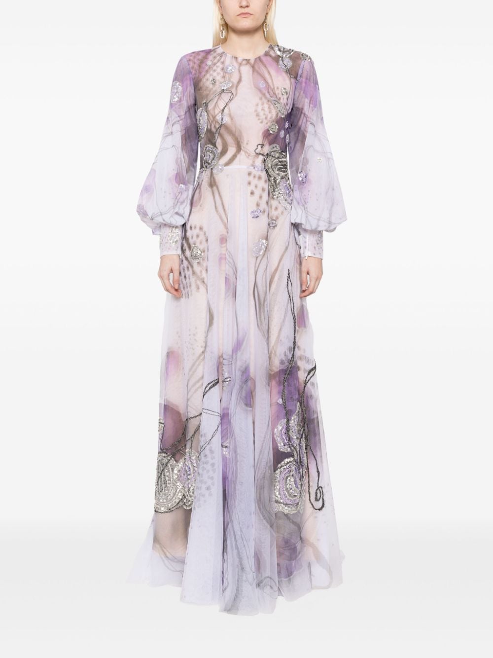 Saiid Kobeisy Maxi-jurk met abstracte print - Wit