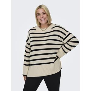 ONLY CARMAKOMA Rundhalspullover "CARHELLA LS LOOSE STRIPED O-NECK KNT"