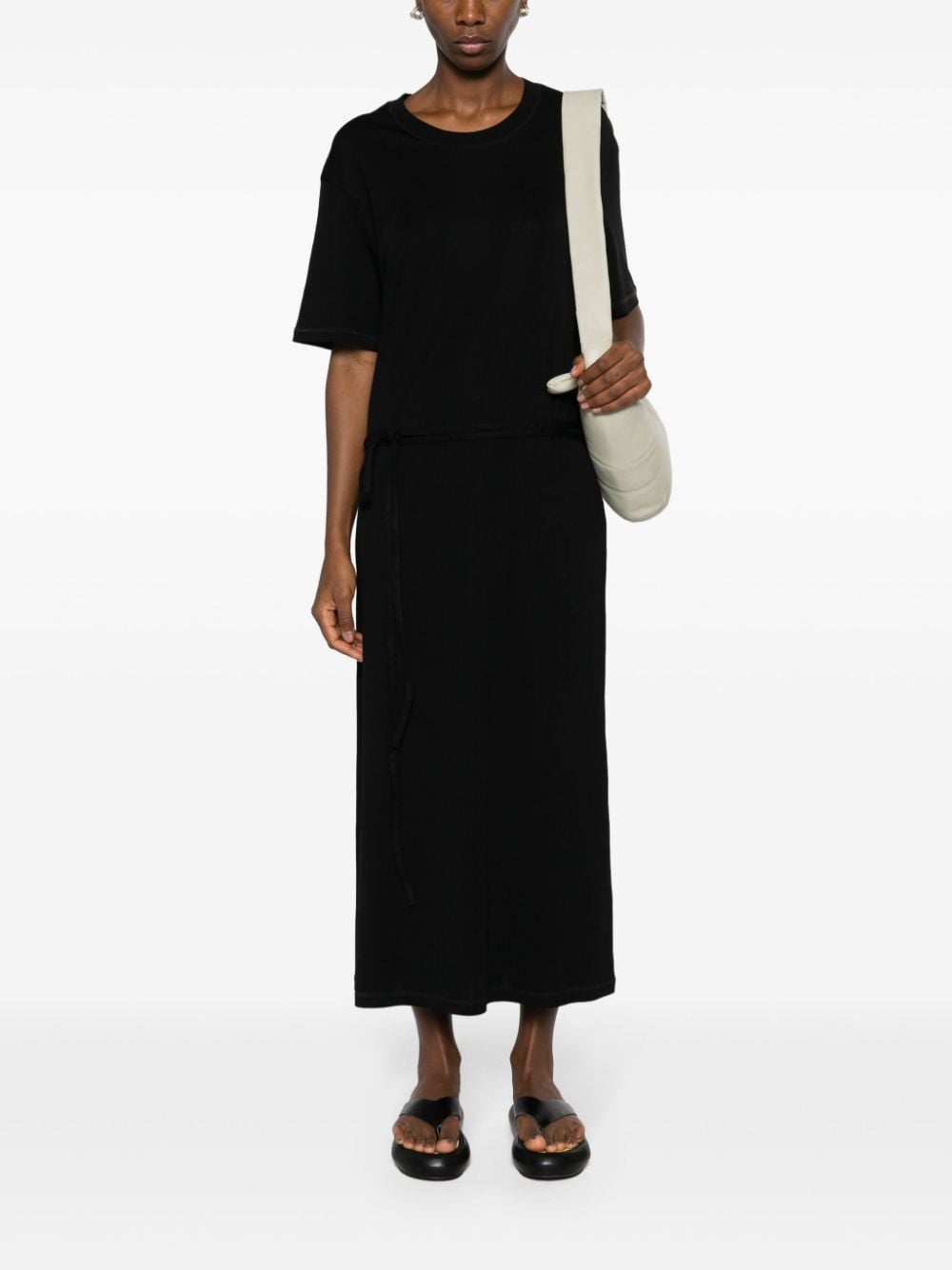 LEMAIRE ribbed-knit belted maxi dress - Zwart
