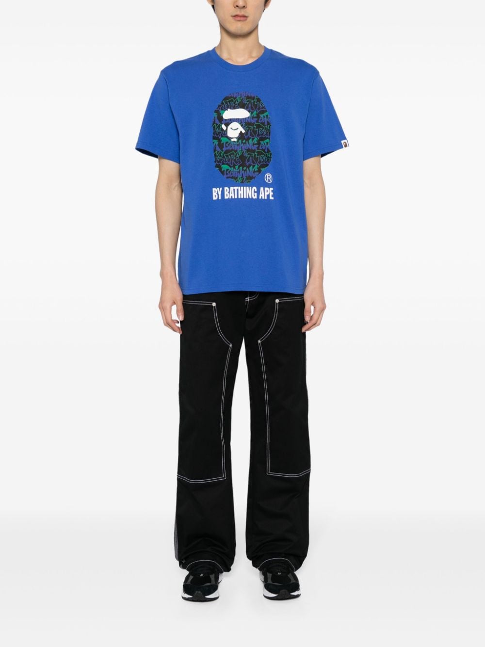 A BATHING APE T-shirt met print - Blauw