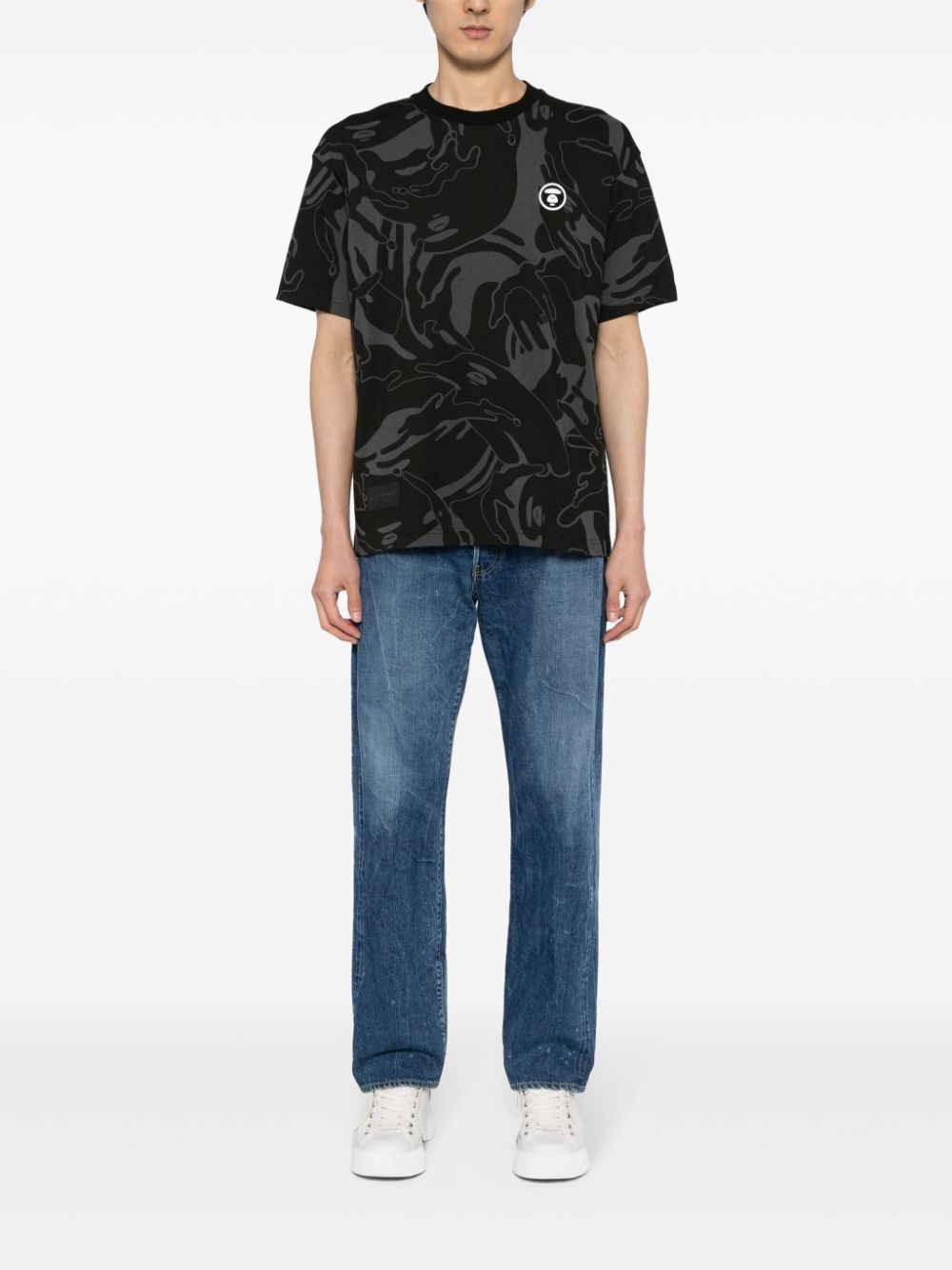 AAPE BY *A BATHING APE T-shirt met camouflageprint - Zwart