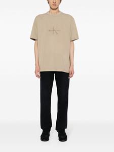 Calvin Klein logo-embroidered cotton T-shirt - Beige