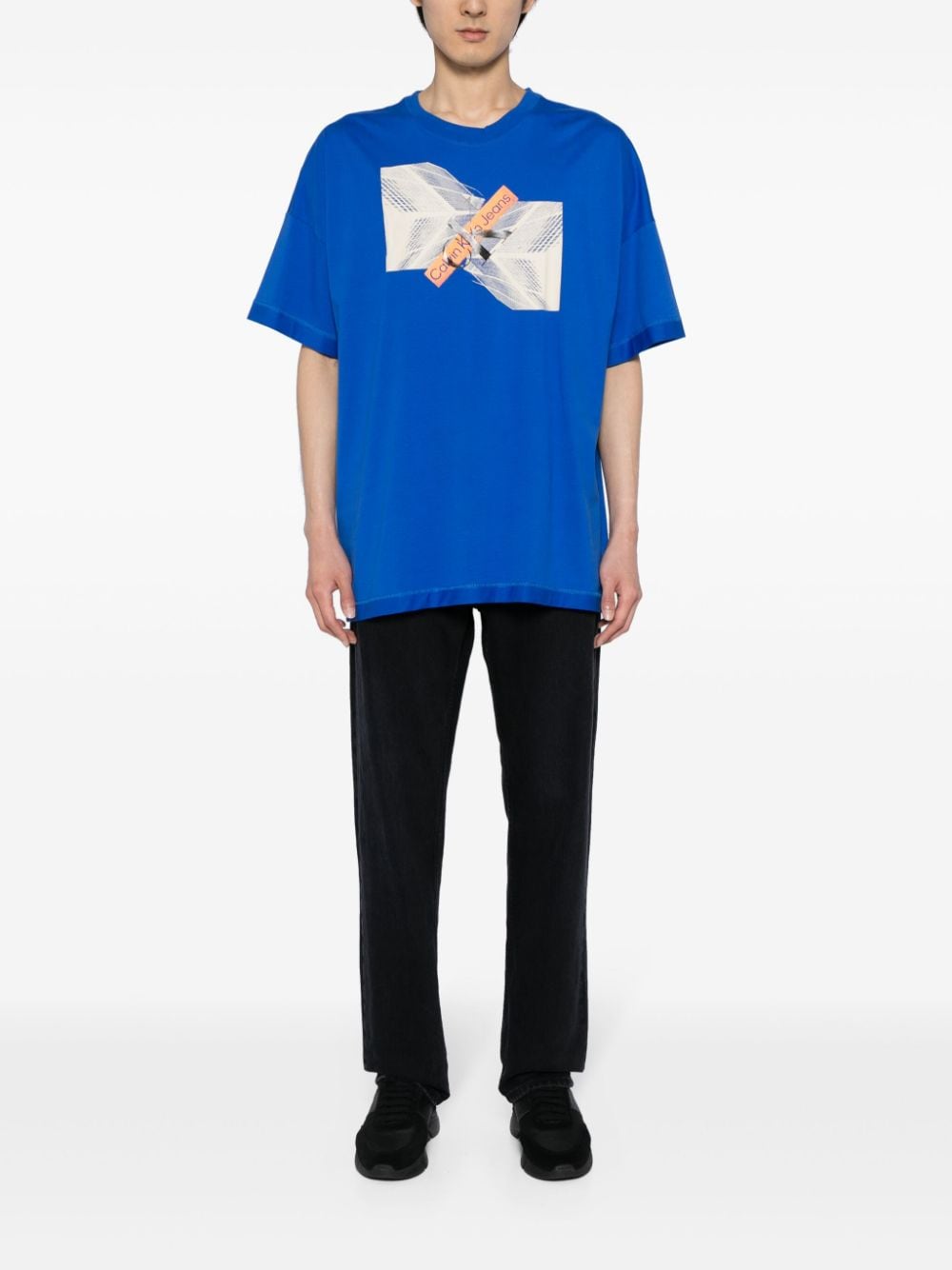 Calvin Klein Skyscraper cotton T-shirt - Blauw