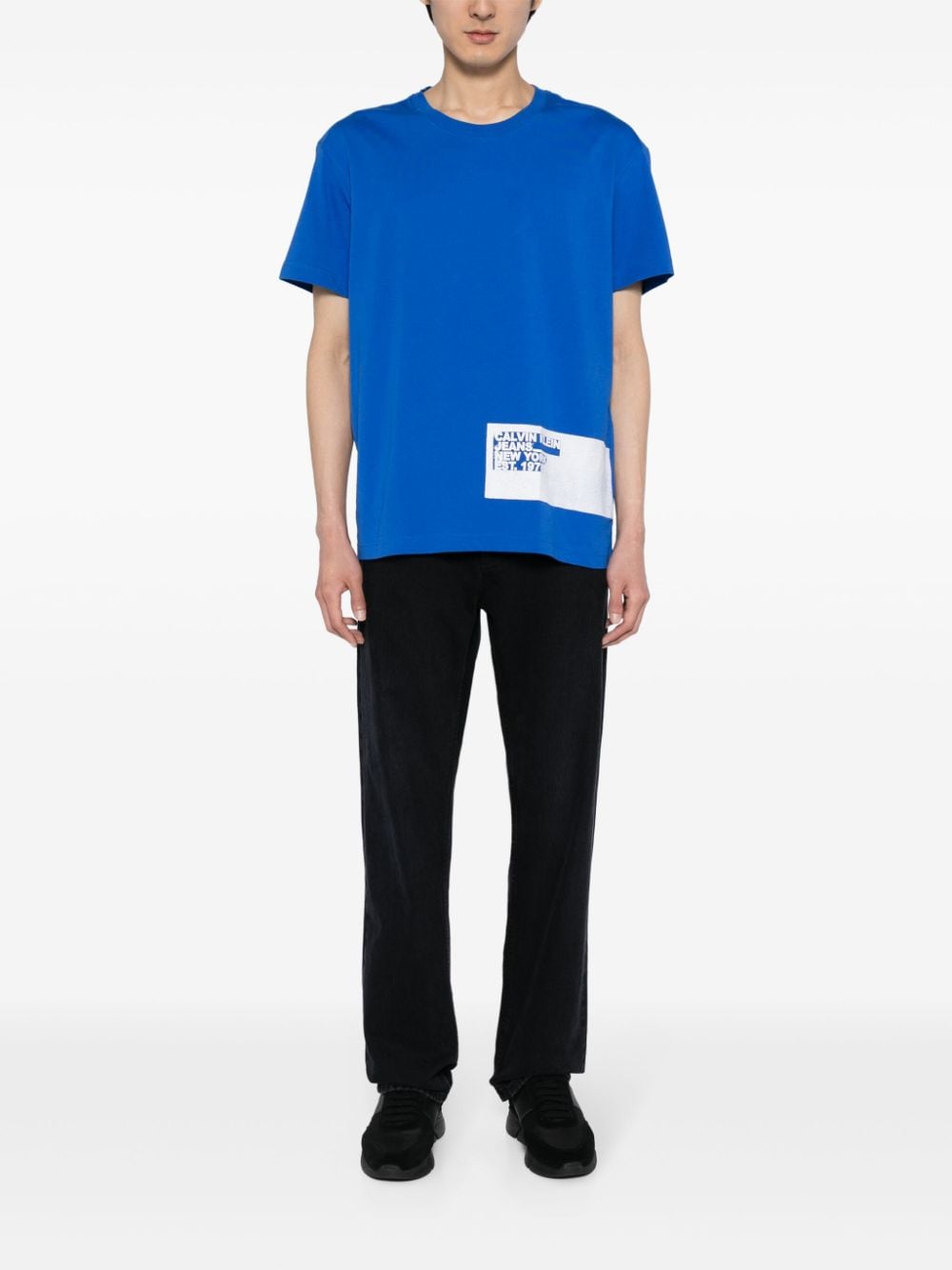 Calvin Klein Stencil Blocking logo-print T-shirt - Blauw