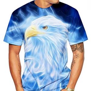 WowClassic Zomer 3D Digitale Eagle Gedrukt Tops Herenmode Plus Size T-shirt met korte mouwen