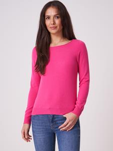 REPEAT cashmere Basic fijngebreide boothals trui van biologisch cashmere