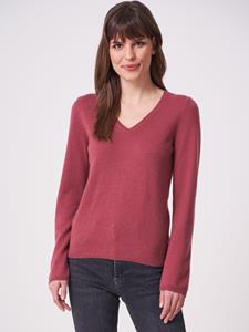 REPEAT cashmere Basic fijngebreide V-hals trui van biologisch cashmere