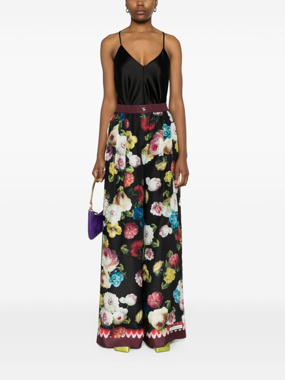 Dolce & Gabbana floral wide-leg trousers - Zwart