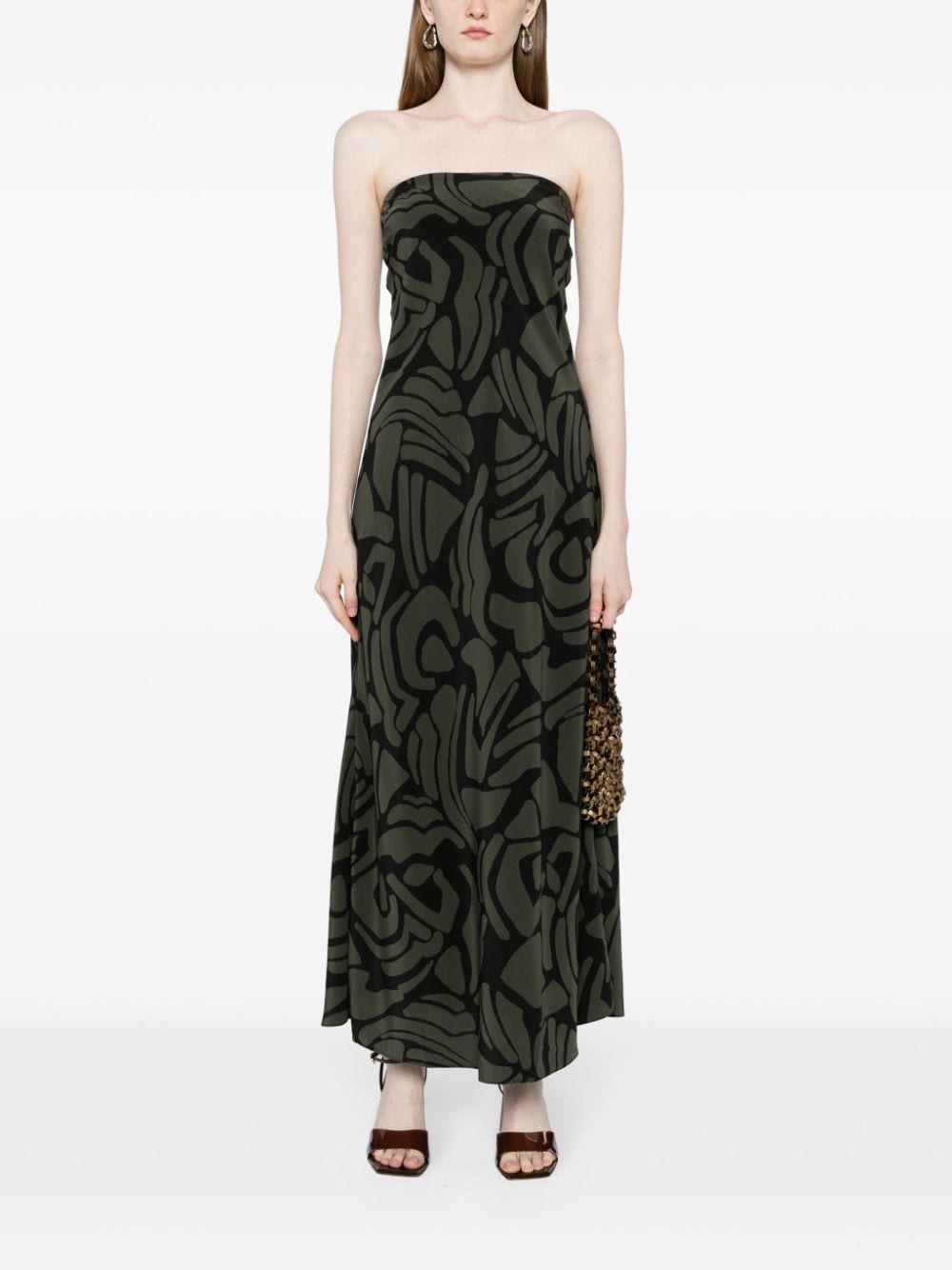 Matteau bias-cut patterned column dress - Groen