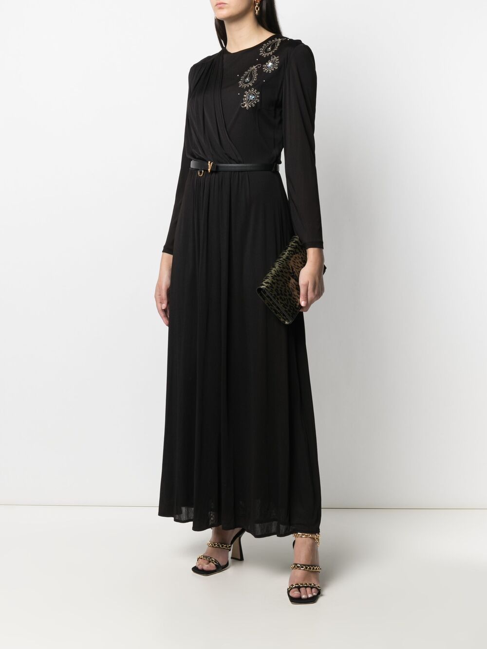A.N.G.E.L.O. Vintage Cult 1970s jurk met geborduurd paisley - Zwart