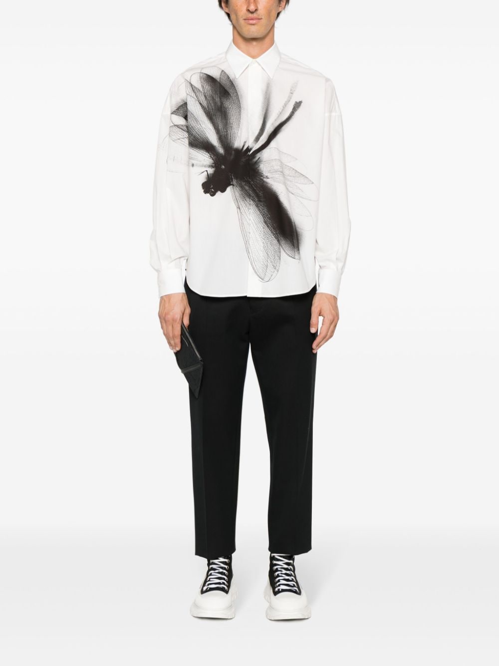 Alexander McQueen Dragonfly-print cotton shirt - Wit