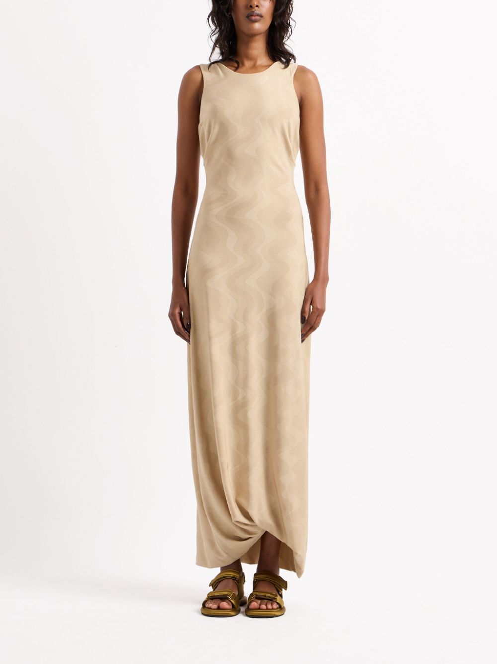 Giorgio Armani Maxi-jurk met wafelpatroon - Beige