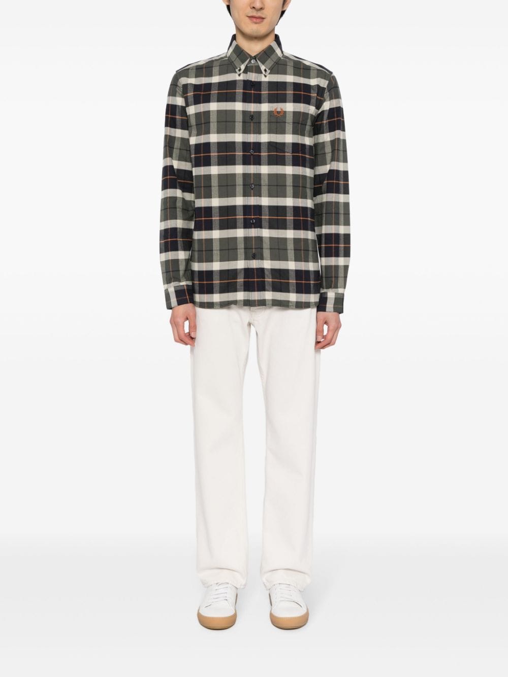 Fred Perry logo-embroidered check flannel shirt - Groen