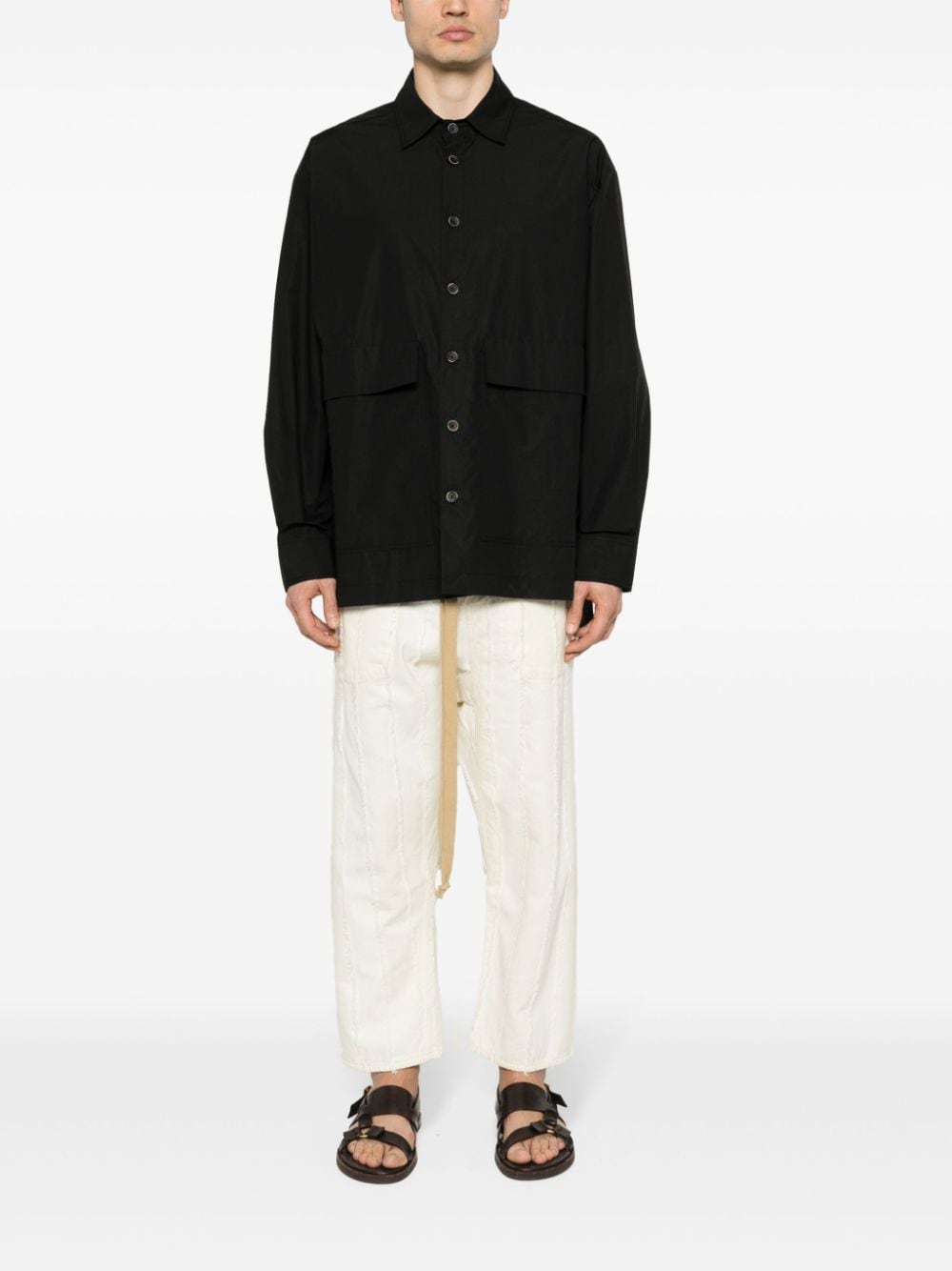 Uma Wang poplin long-sleeved shirt - Zwart