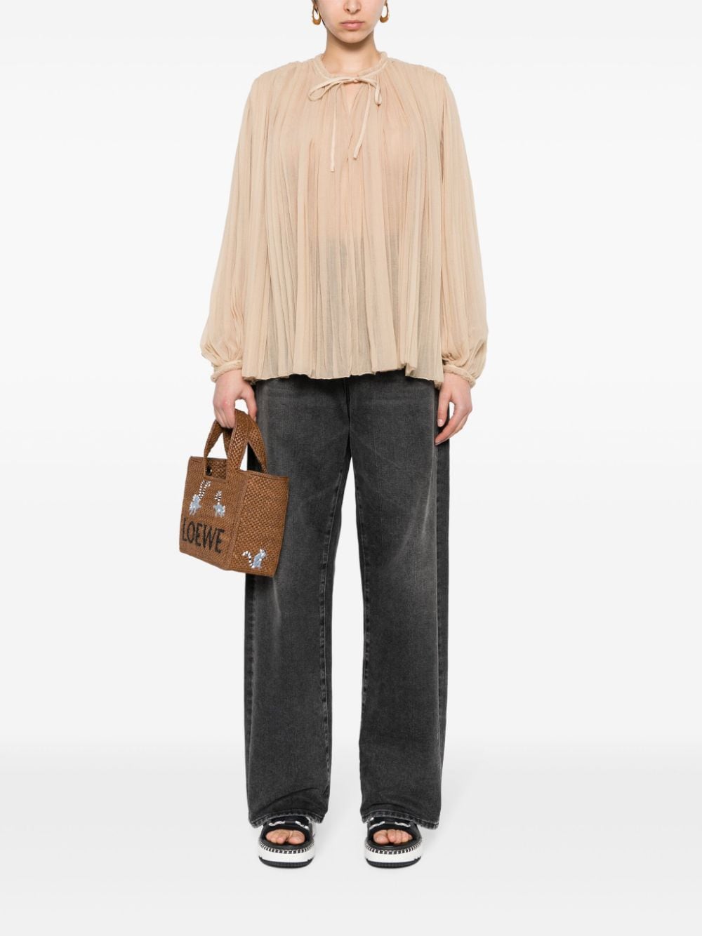 Chloé semi-sheer pleated blouse - Beige