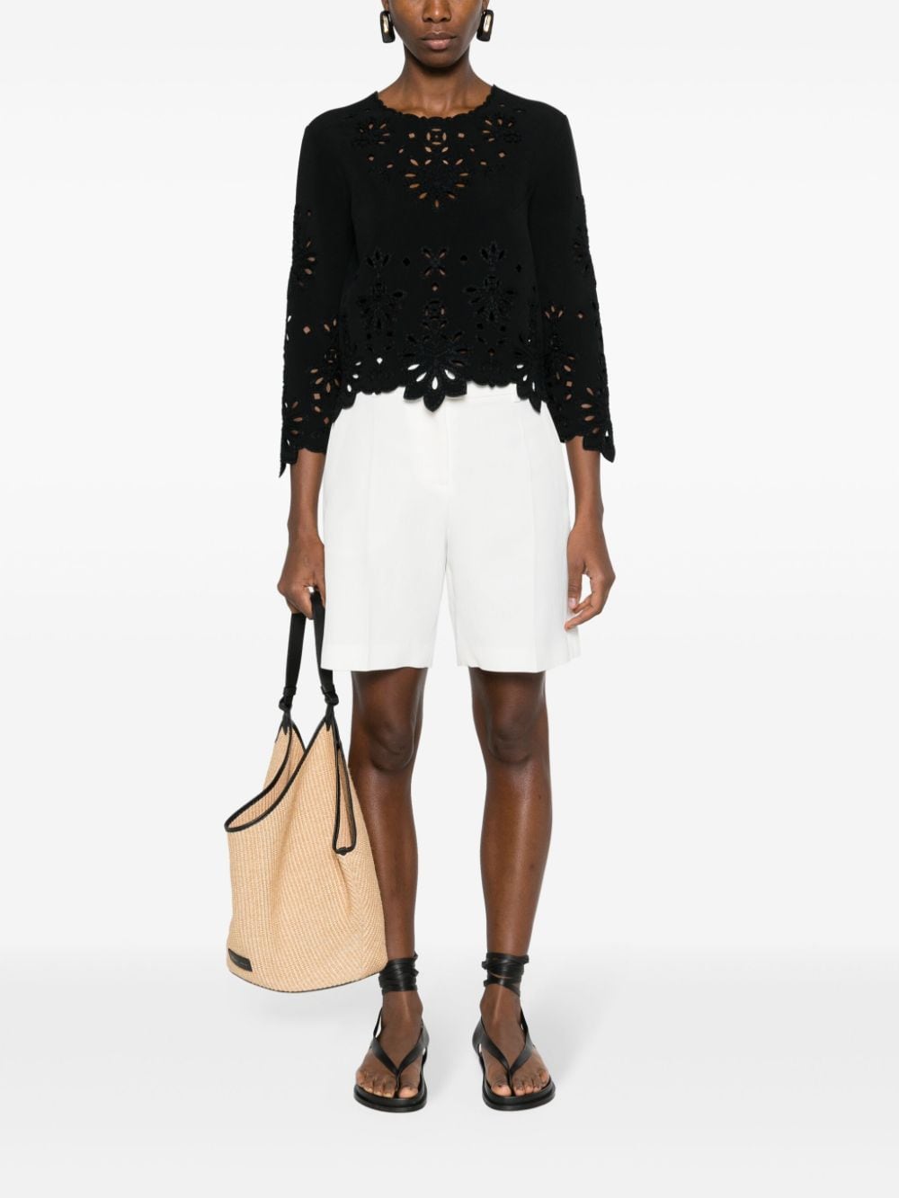 Ermanno Scervino embroidered cut-out blouse - Zwart