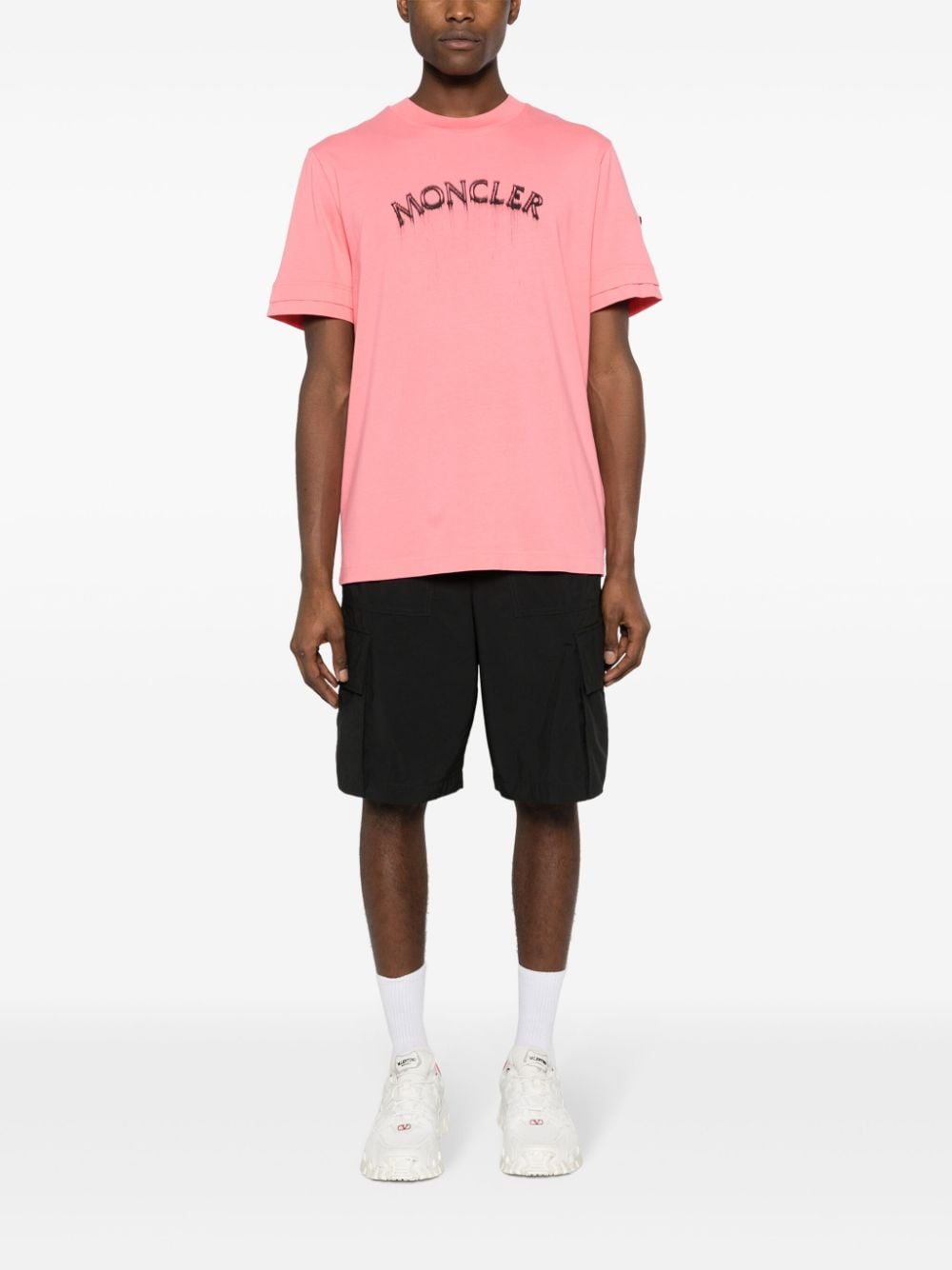 Moncler T-shirt met logoprint - Roze