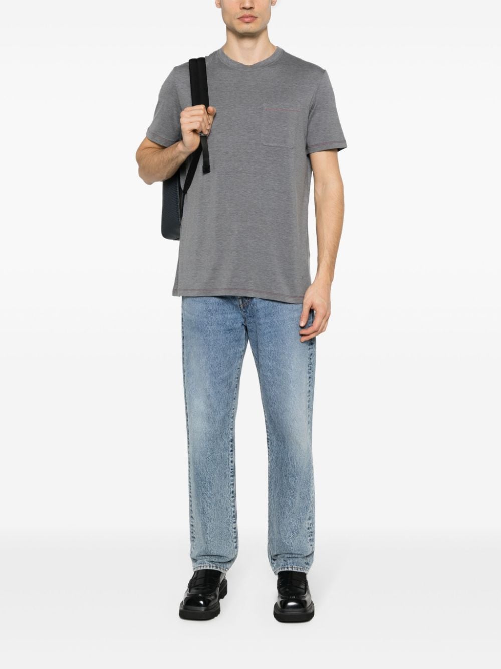 Isaia Jersey T-shirt met contrasterend stiksel - Grijs