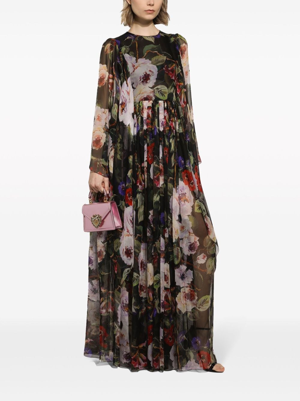 Dolce & Gabbana Maxi-jurk met bloemenprint - Zwart