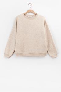 Sissy-Boy Beige Oversized Sweatshirt Met Multicolour Melange Effect