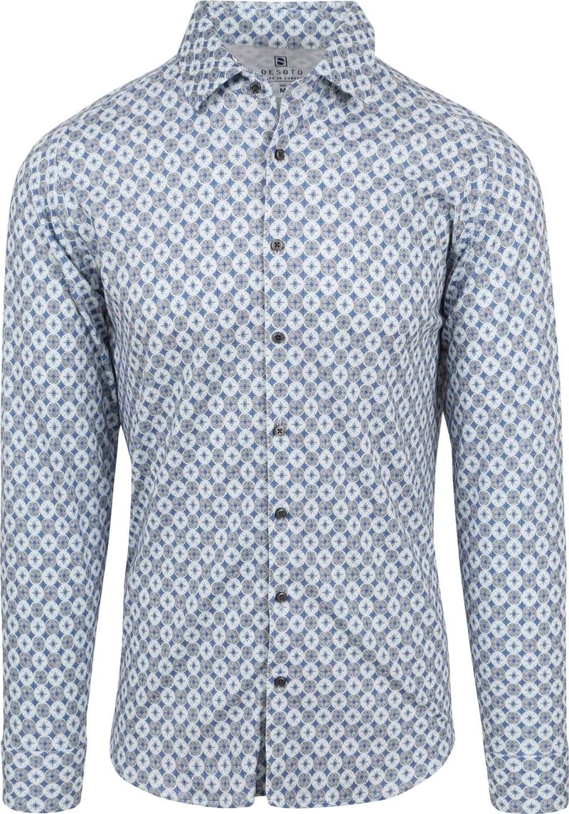 Desoto Overhemd Kent Print Blauw