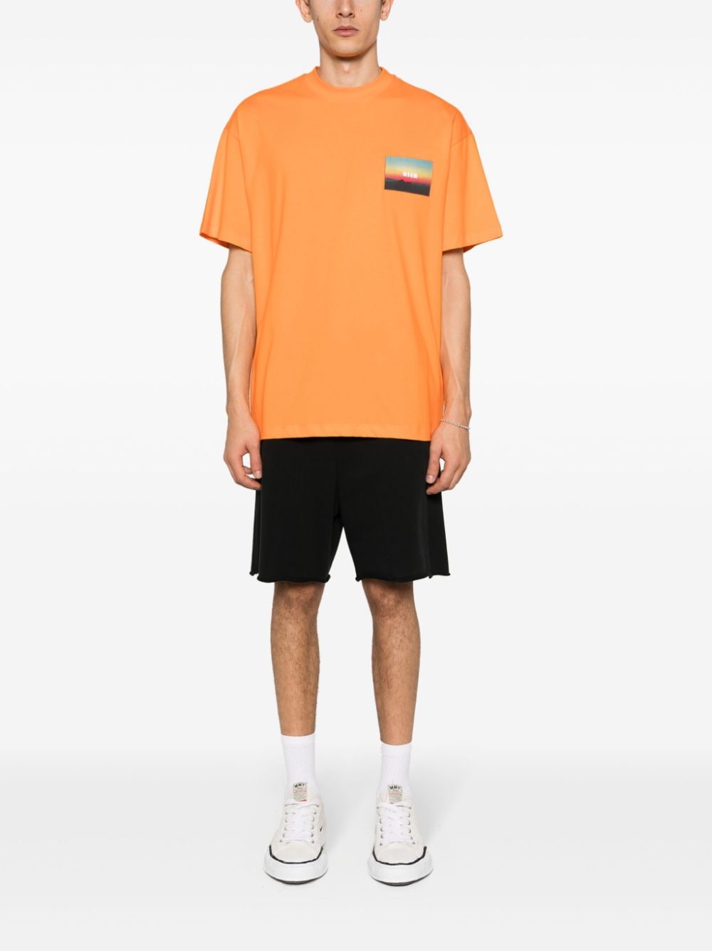 MSGM Katoenen T-shirt met logopatch - Oranje
