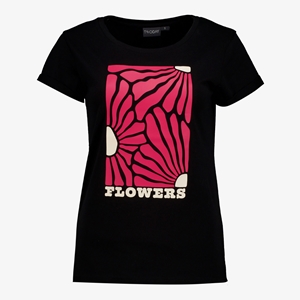 TwoDay dames T-shirt zwart met bloemen