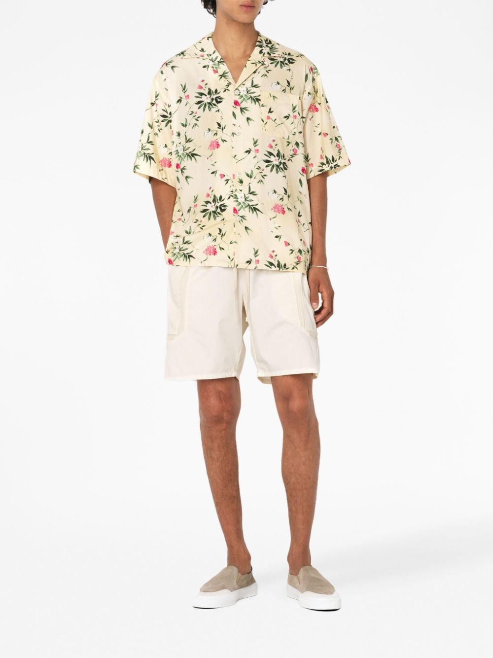 John Elliott Overhemd met bloemenprint - Beige