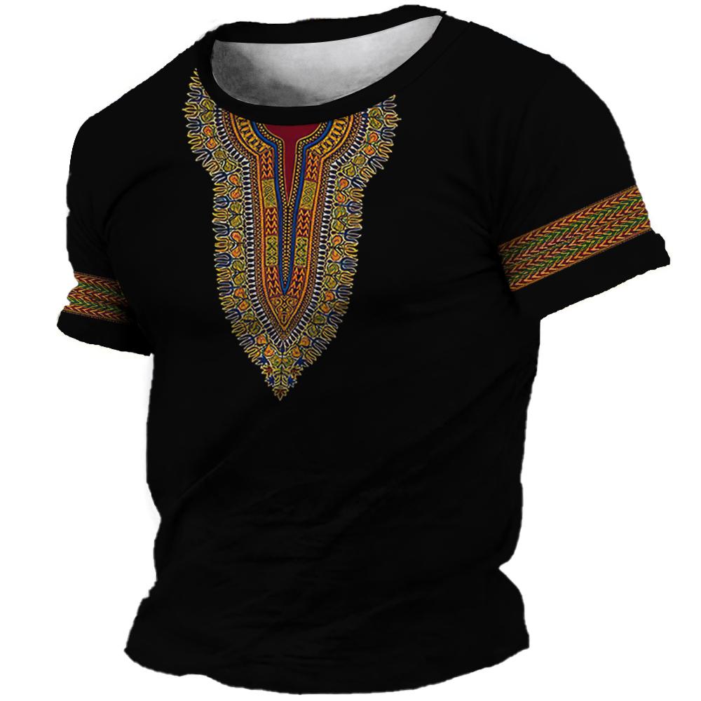 ETST 03 Afrikaanse kleding voor mannen Dashiki T-shirt traditionele kleding korte mouw casual retro streetwear vintage etnische stijl