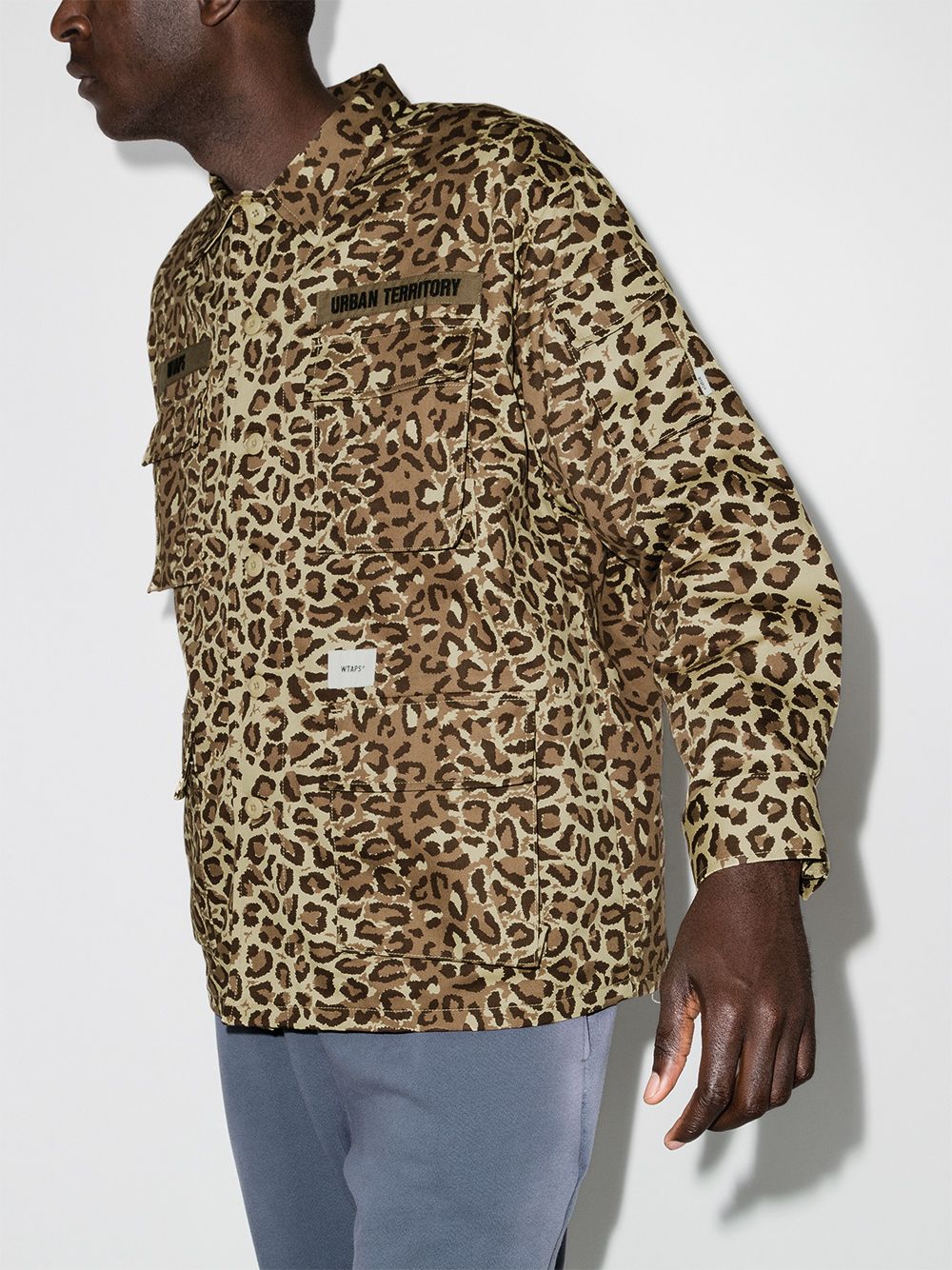 WTAPS Overhemd met luipaardprint - Beige