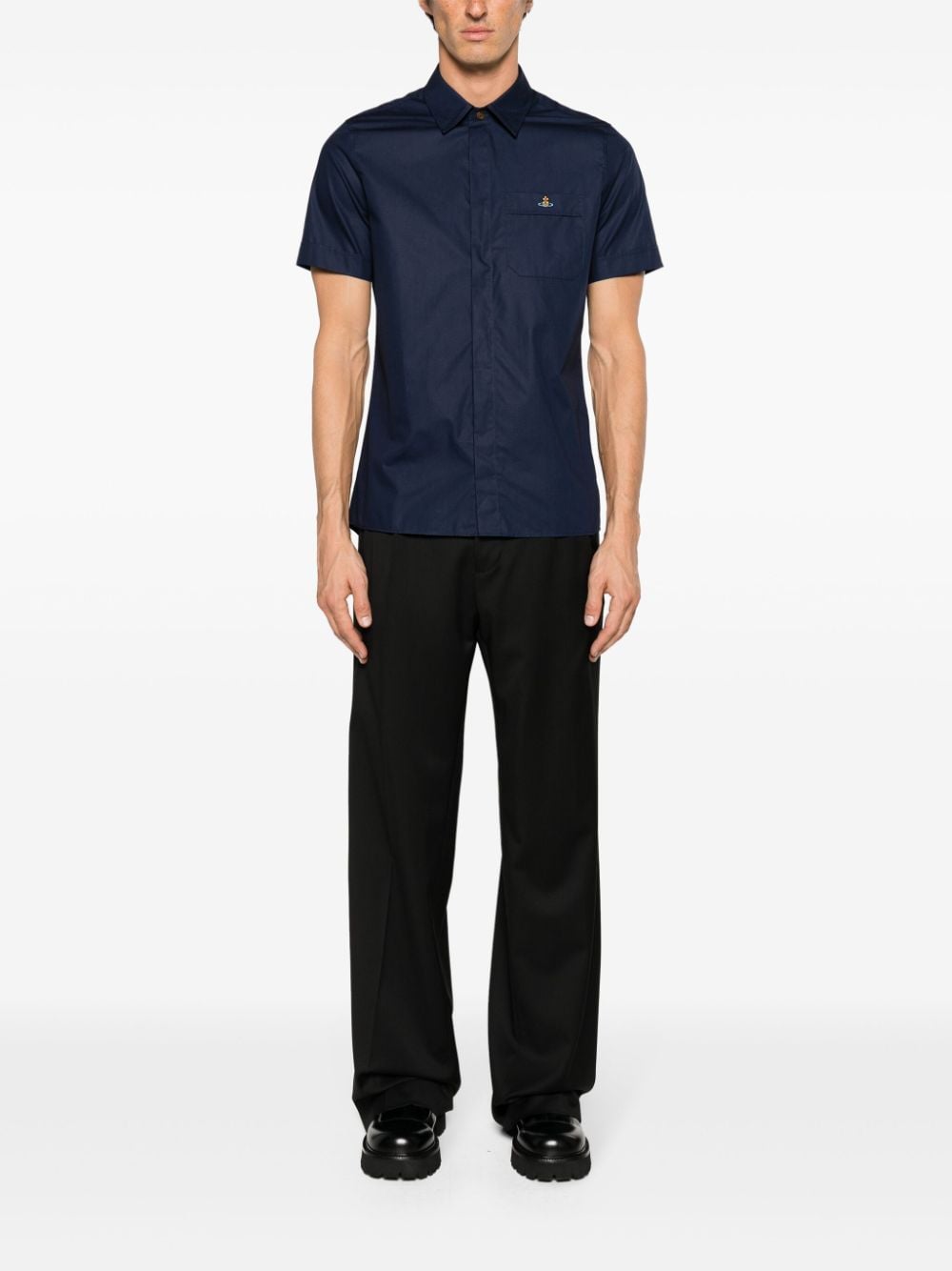 Vivienne Westwood Orb-logo cotton shirt - Blauw