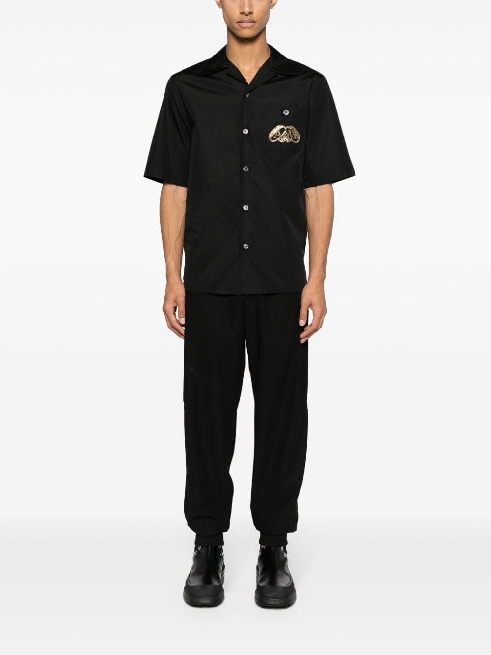 Alexander McQueen Overhemd met geborduurd logo - Zwart