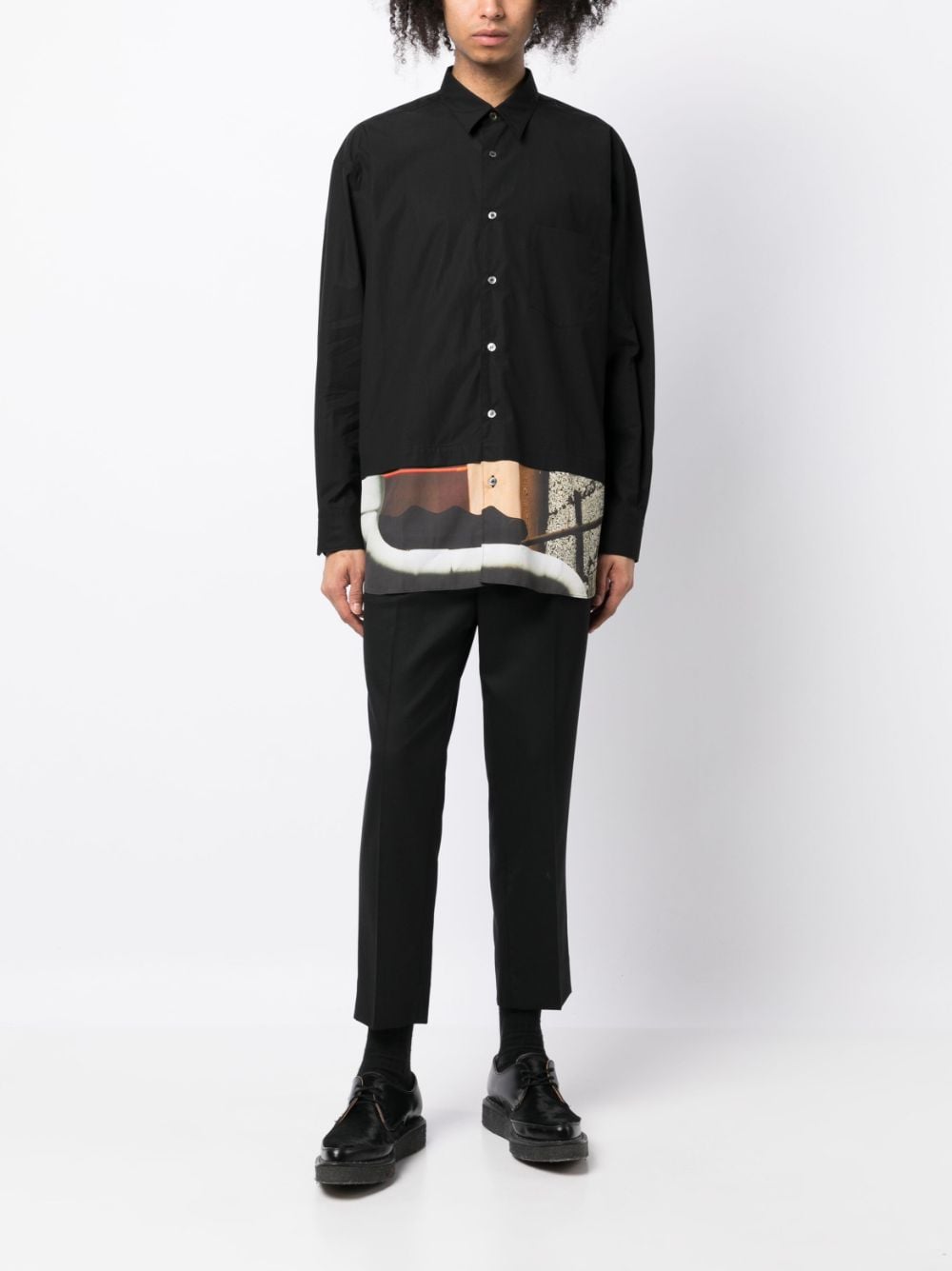 Comme des Garçons Homme Overhemd met abstract patroon - Zwart