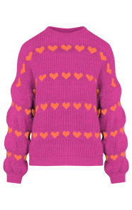 The Musthaves Hartjes Trui Fuchsia Orange