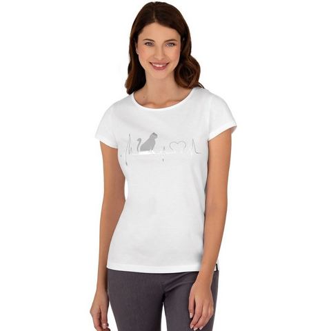 Trigema T-shirt  T-shirt met kwartlange mouwtjes en poezenmotief