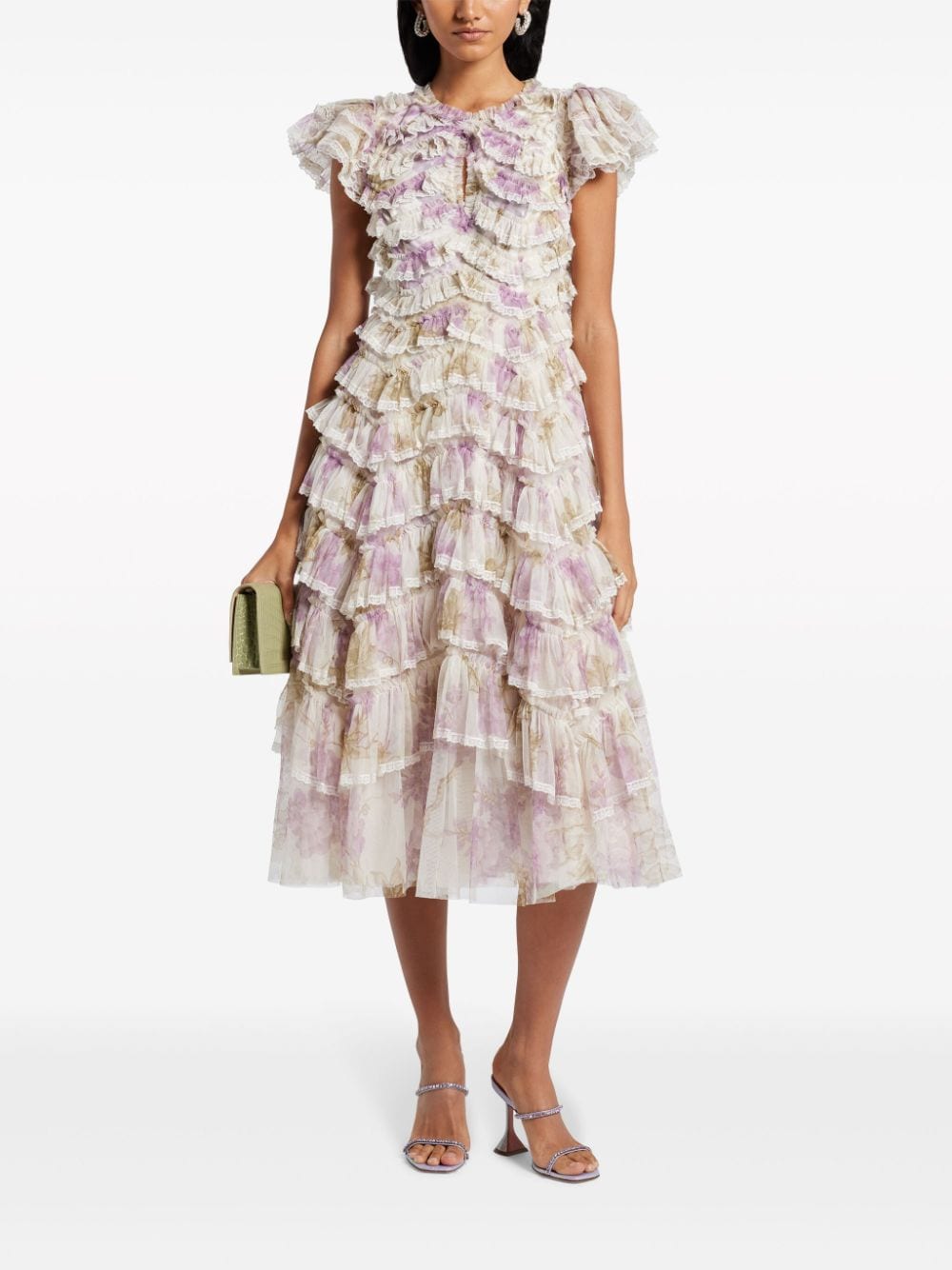Needle & Thread Wisteria ruffled lace gown - Roze
