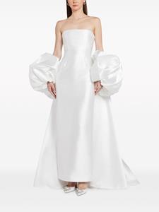 Solace London The Lea puff-sleeve gown - Wit