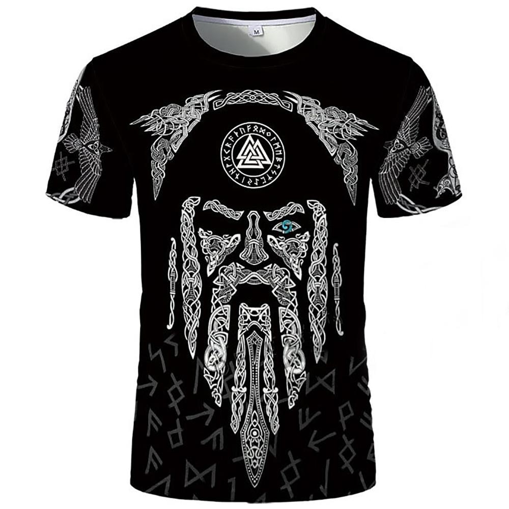 ETST WENDY Zomer Viking Warriors T-shirt voor Mannen Korte Mouw Harajuku T-shirt heren Unisex Tops Losse Tee Casual Kleding Oversized