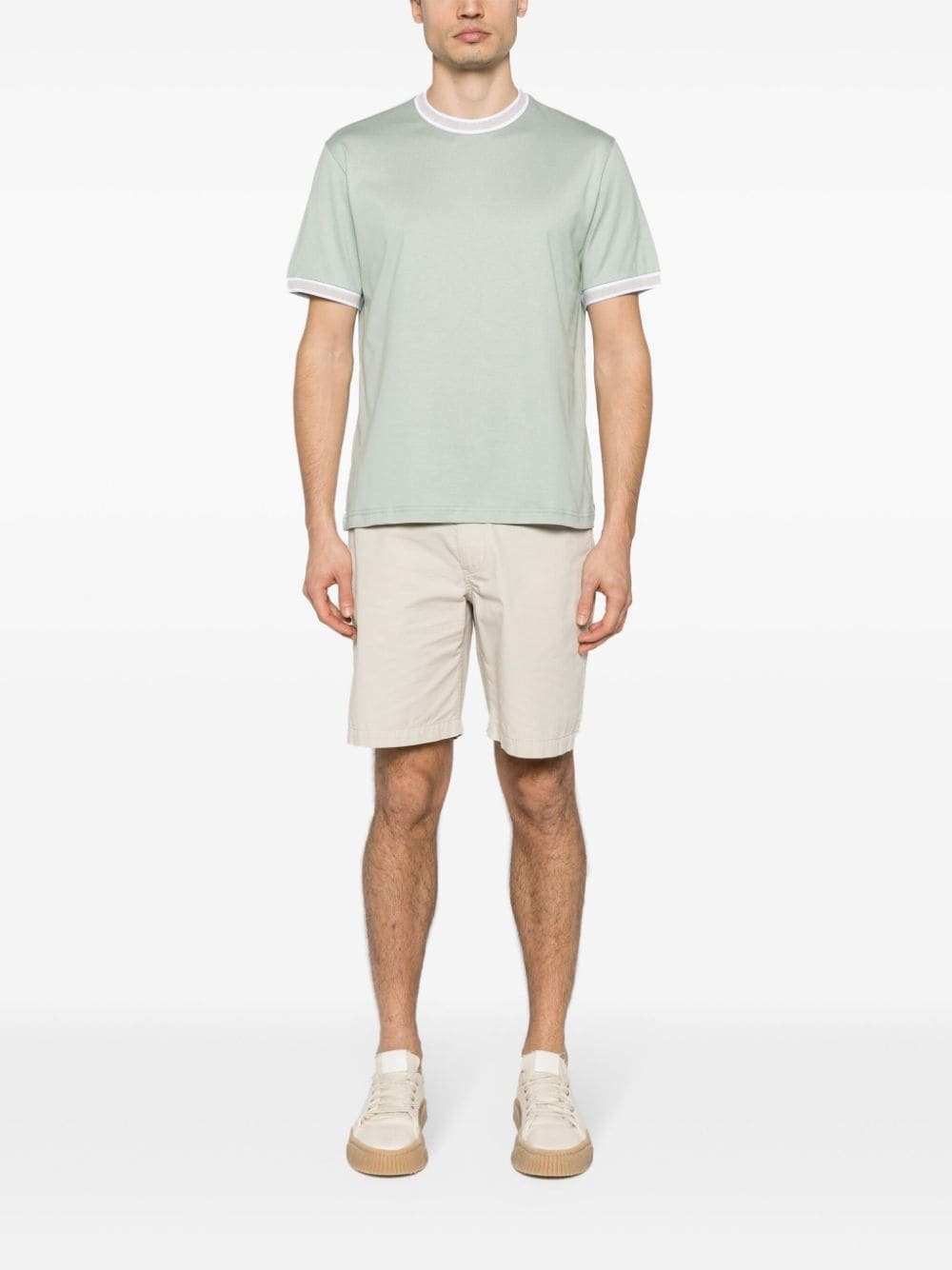 Eleventy striped-tipping cotton T-shirt - Groen