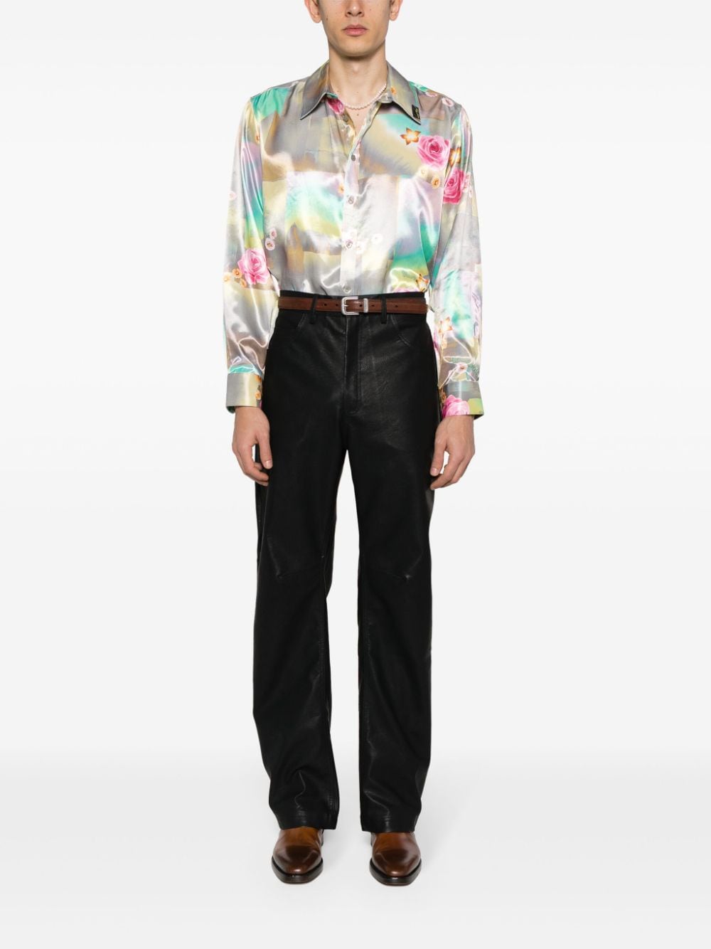 Martine Rose mix-print iridescent shirt - Grijs
