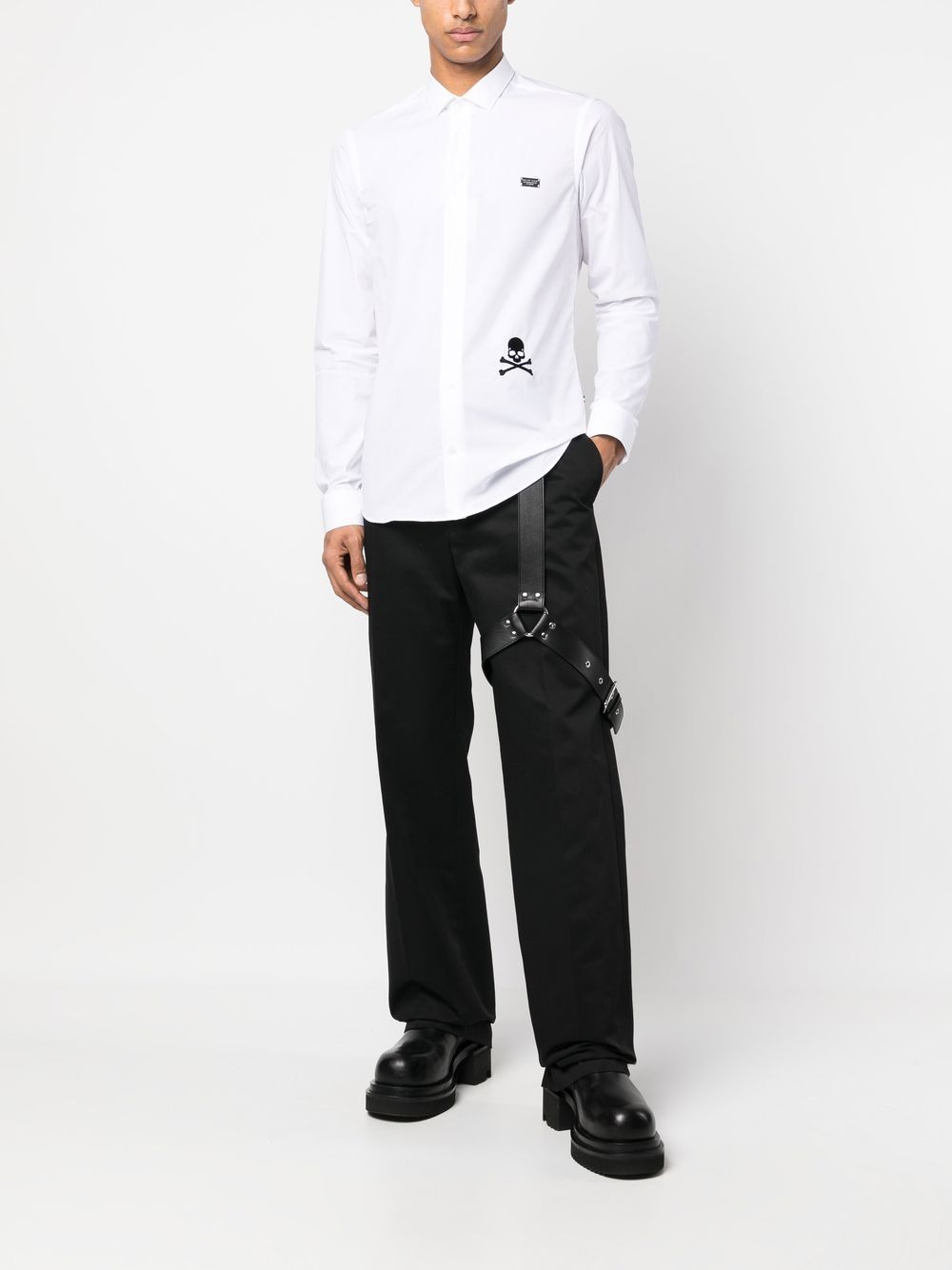 Philipp Plein Overhemd met doodskop - Wit