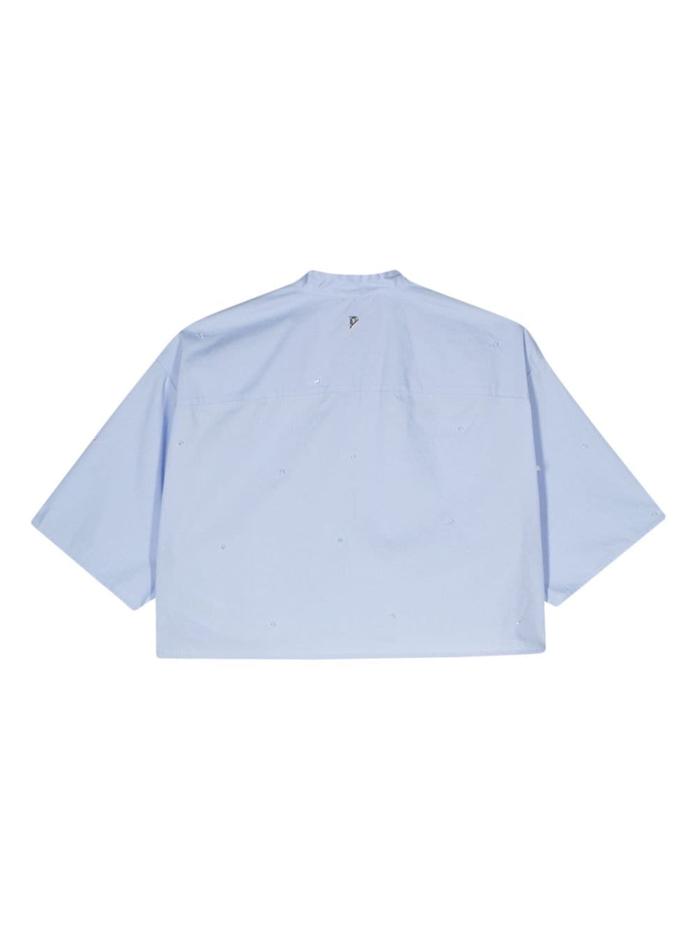 DONDUP logo-plaque cotton shirt - Blauw