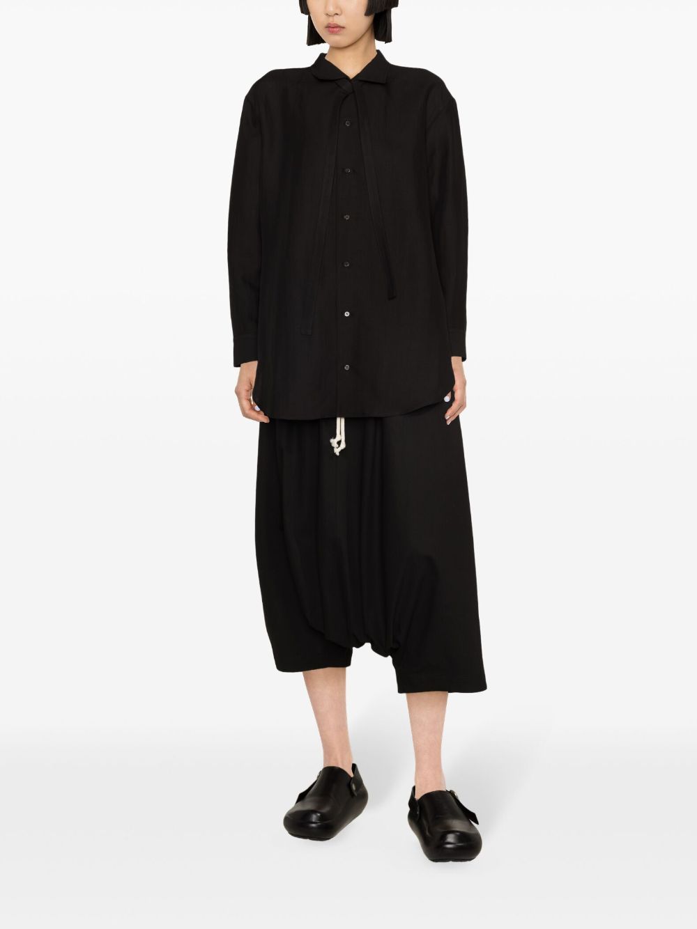 Yohji Yamamoto classic-collar cotton blend shirt - Zwart