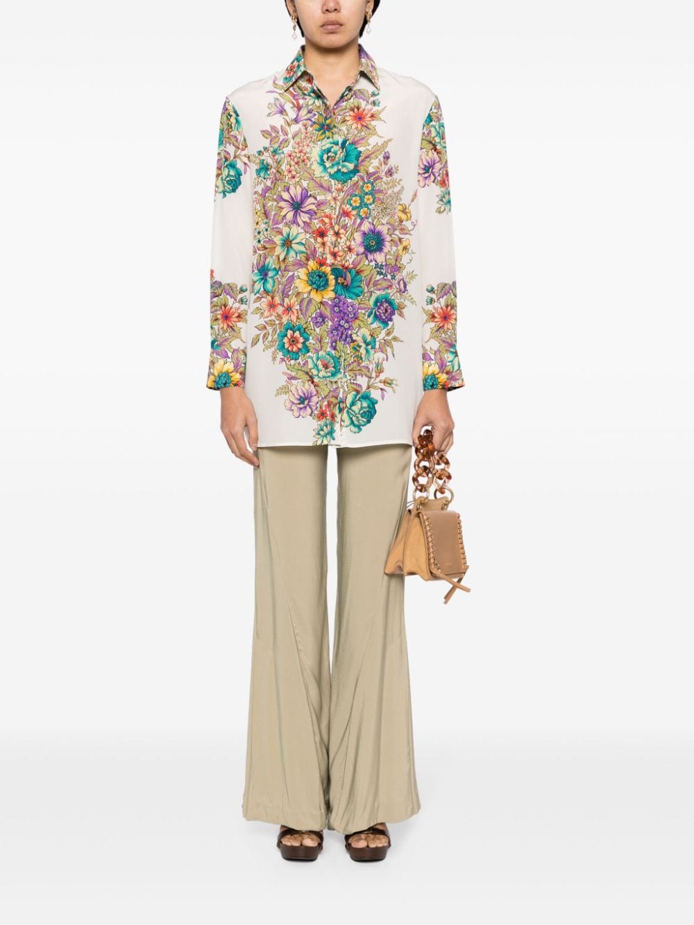 ETRO floral-print silk shirt - Beige