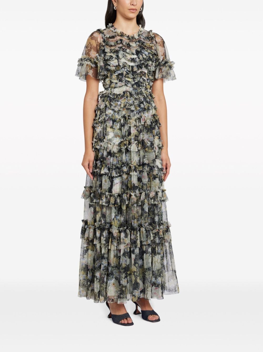 Needle & Thread Moonlight Petals floral-print dress - Zwart