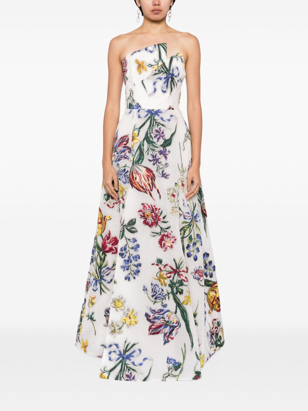 Marchesa Notte Alexander floral-print gown - Wit