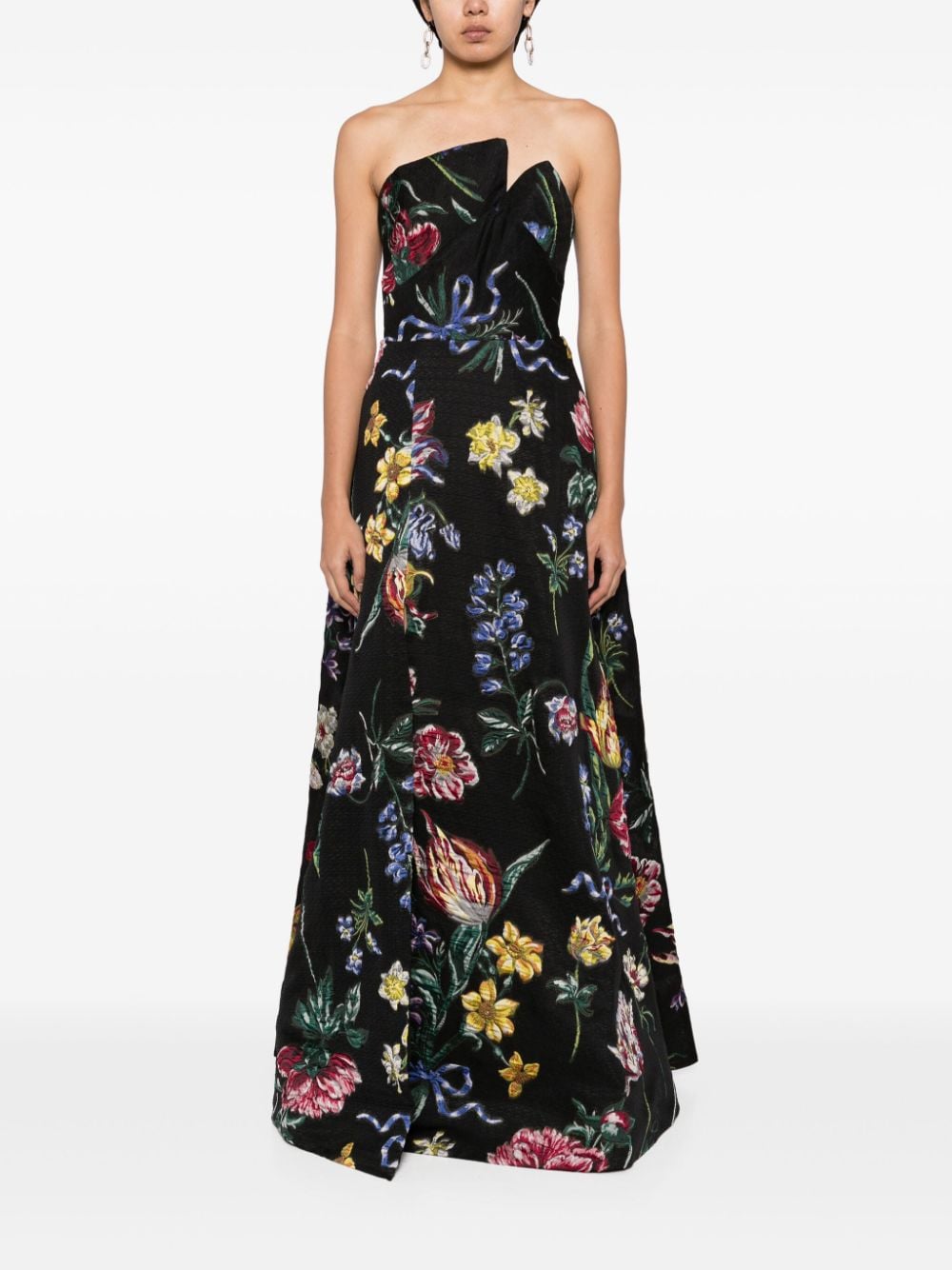 Marchesa Notte Alexander floral-print gown - Zwart