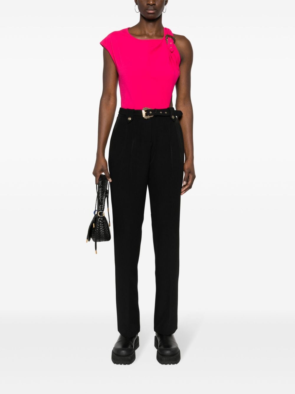 Versace Jeans Couture belted tapered trousers - Zwart